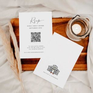 Chic Barn   Cartão RSVP de Casamento de Código QR 