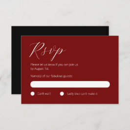Chic Black and Red RSVP Card