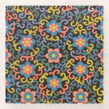 Chic Black Pattern with Colorful Floral 