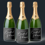 Chic Black White Bridal Shower Personalized<br><div class="desc">This elegant black bridal shower champagne bottle label features beautiful white typography for an evening party in the winter. Minimalist script is a modern trend for a contemporary bride.</div>
