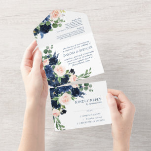 Chic Blooms Marinho romântico Casamento azul e b
