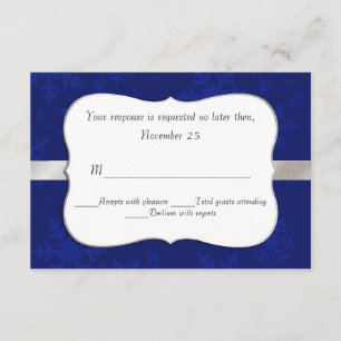 Chic Blue Snowflakes Cartão RSVP de Casamento
