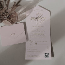 Chic Blush & Caligrafia Dourada Falsa O Casamento 