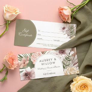 Chic Bohemian Watercolor Florals Gift Certificate