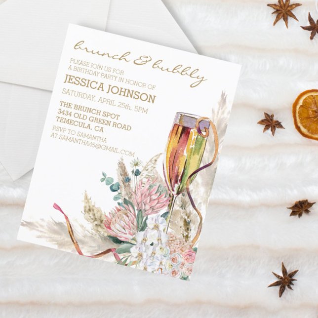 Chic Boho Champagne Brunch Festa de aniversário Bo (Criador carregado)