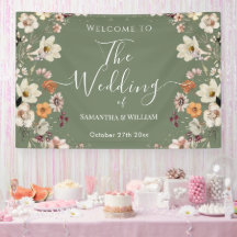 Chic Boho Wildflower Rustic Sage Casamento Verde