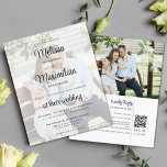 Chic branco de orçamento transparente 2 foto QR Co<br><div class="desc">Um belo roteiro de cinzas escuras adiciona um toque de classe a este convite de casamento de fotos multifunções contemporâneo e em voga que mostra seus detalhes de casamento sobre uma de suas fotos de noivado favoritas com uma camada branca sofisticada e translúcida, mas com um olho no seu orçamento....</div>