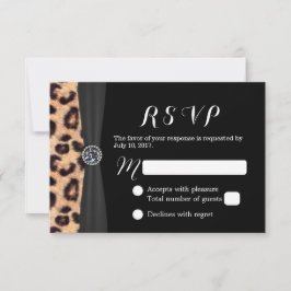 Chic Bright Diamond & Leopard Print Weding RSVP