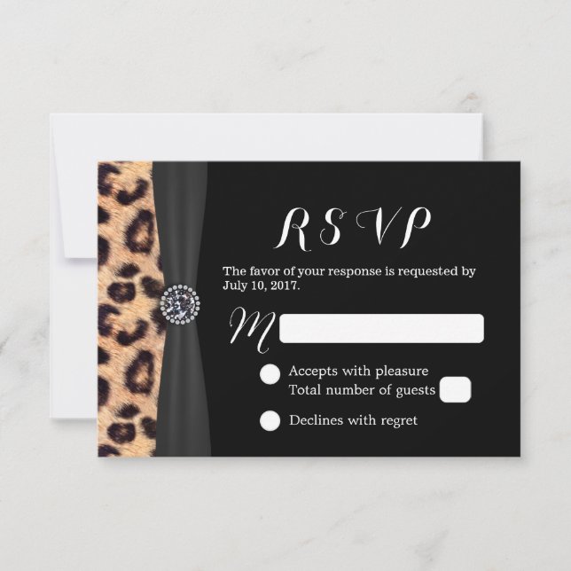 Chic Bright Diamond & Leopard Print Weding RSVP (Frente)