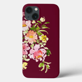 Chic burgundy aqucolor flores florais na moda