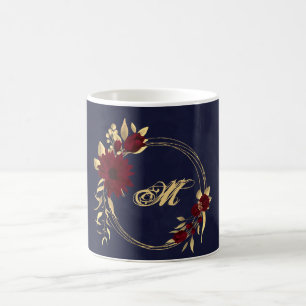 Chic burgundy e marinho de ouro caneca de café