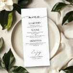 Chic Calliografia 4x9 Cartão De Menu De Casamento<br><div class="desc">Um simples cartão de casamento de caligrafia. Eu ofereço um serviço de personalização gratuito,  se você tiver perguntas ou solicitações especiais,  por favor,  sinta-se à vontade para me contactar.</div>