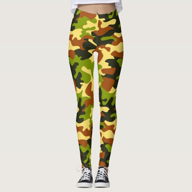 Chic Camouflage - Leggings do padrão Khaki (Frente)