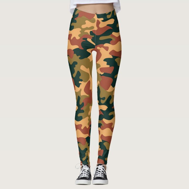 Chic Camouflage - Leggings do padrão Khaki (Frente)