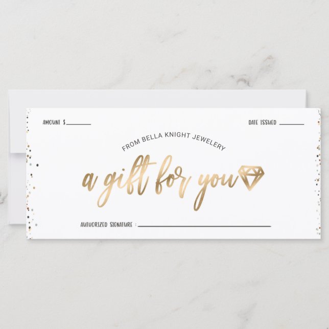 Chic Confetti e Dourado Certificado de Oferta de G (Frente)