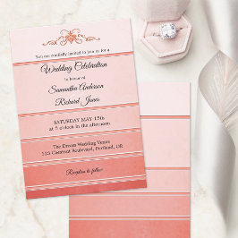 Chic Coral Striped Ton sur Ton Casamento Convite