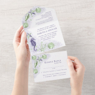 Chic costal Casamento de recifes de coral roxo e