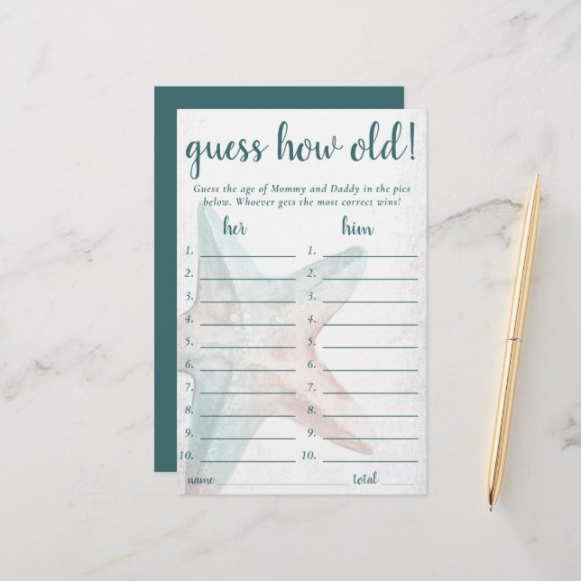 Chic costal | Starfish Teal Adivinha Qual Jogo Ant (Frente/Verso In Situ)