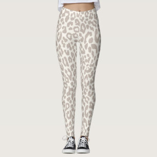 Chic Cream Taupe Animal Imprimir Leggings Yoga
