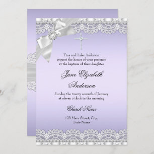 Chic Diamond Lace Roxo Baptism Convite