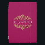 Chic Dourada rosa quente monograma elegante<br><div class="desc">Um elegante estojo rosa e ipad de ouro. Excelente de volta à escola. Adicione seu nome entre o floral dourado floral na frente. Projetado para você pelo Blackberry Boulevard.</div>