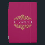Chic Dourada rosa quente monograma elegante<br><div class="desc">Um elegante estojo rosa e ipad de ouro. Excelente de volta à escola. Adicione seu nome entre o floral dourado floral na frente. Projetado para você pelo Blackberry Boulevard.</div>
