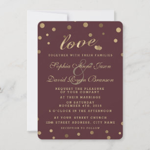 Chic Dourado Confetti Amor Convite de casamento Bo