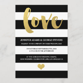 Chic Dourado | Convite para Casamento de Stripe Ne