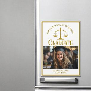 Chic Dourado Law School Graduation Photo Magnet Ca