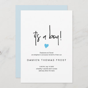 Chic, é um garoto, anúncio de nascimento, minúscul