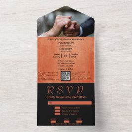 Chic Elegant Burnt Orange RSVP Tudo Em Um Casament