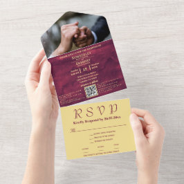 Chic Elegant Dark Burgundy - RSVP de Ênfase Dourad
