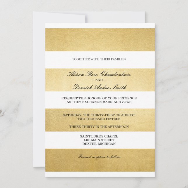 Chic Elegant Gold Foil e convite para casamento br (Frente)