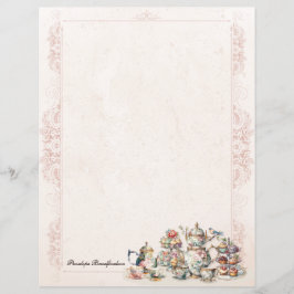 Chic Elegant High Tea Your Name Stationery Paper