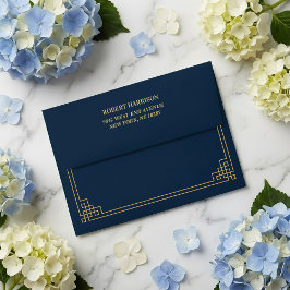 Chic Elegant Navy and Gold Art Deco 80th Birthday