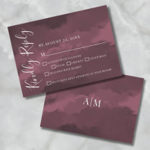 Chic Elegant Watercolor Burgundy - Cartão RSVP de 