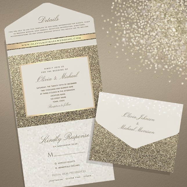 Chic Elegante Brilho Dourado Casamento (Criador carregado)