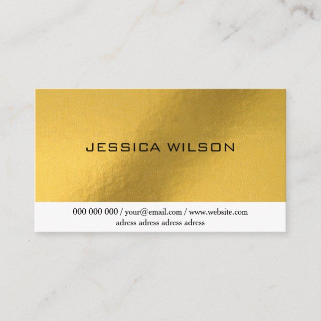 Chic elegante com cartão de visita de moldura dour (Frente)