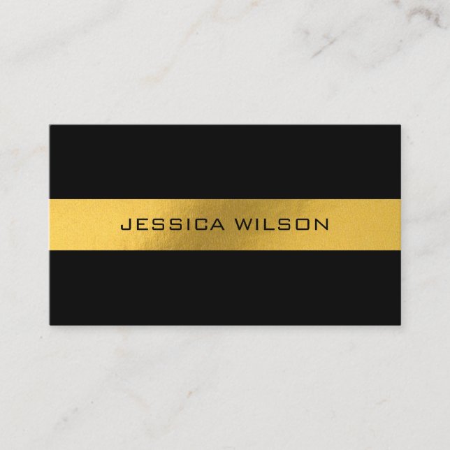 Chic elegante com cartão de visita preto de moldur (Frente)