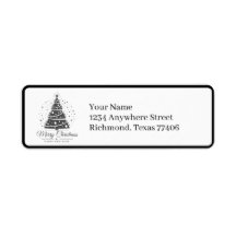 Chic Elegante Preto Branco Natal Etiqueta de Devol