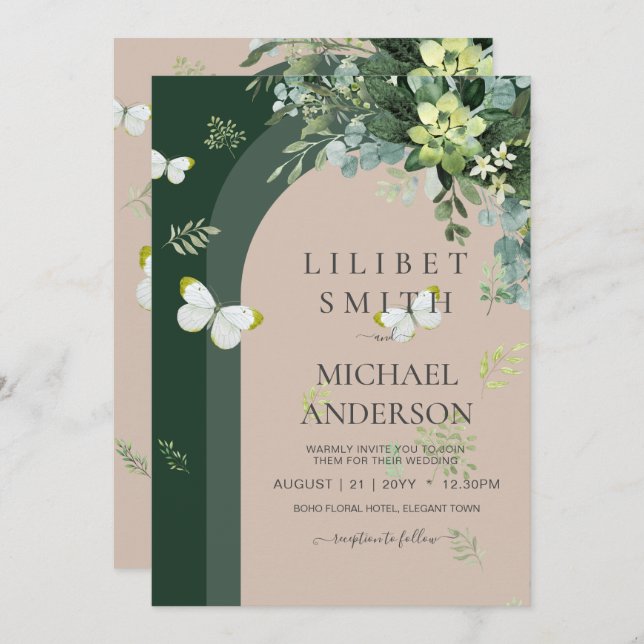 Chic Eucalyptus Greenery Deixa Casamento Esmeralda (Frente/Verso)