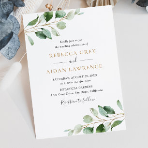 Chic Eucalyptus Greenery Dourado Convite para Casa