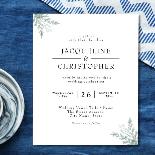 Chic Eucalyptus Orçamento Floral Casamento Convite (Criador carregado)