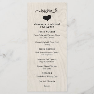 Chic Farmhouse Menu de Casamento de Madeira Bran