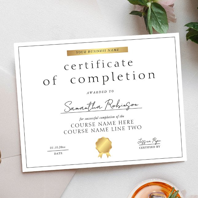 Chic Faux Gold Completion Certificate Course Award (Criador carregado)