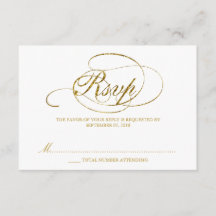 Chic Faux Gold Foil Weding RSVP Modelo