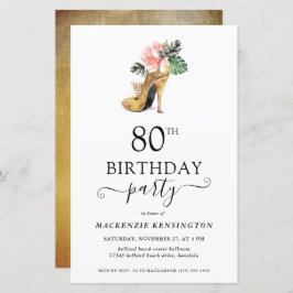 Chic Floral Dourada High Heels 80 de Aniversário