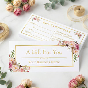 Chic Floral Dourado Beauty Salon Gift Certificate