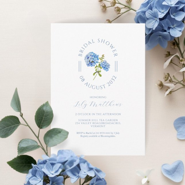 Chic Floral Hydrangea Bridal Shower Invitation (Criador carregado)