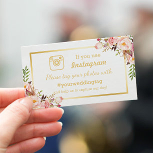 Chic Floral Instagram Hashtag Inserção De Casament